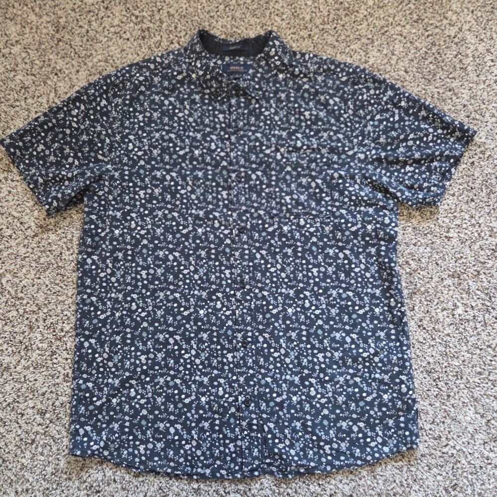 Roark Navy Floral Short-Sleeve Button-Down Shirt